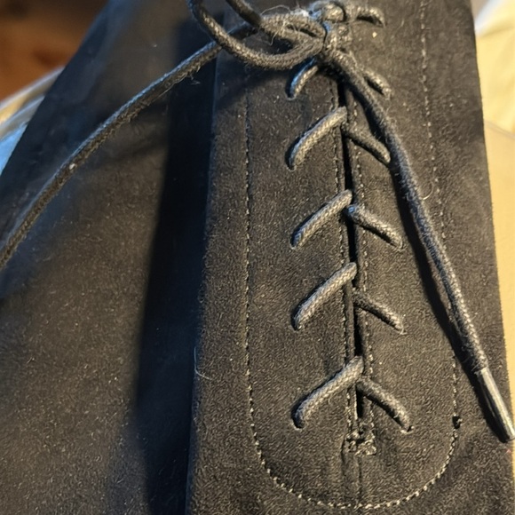 H&M black faux suede knee high back lace up detail soft boots Sz 40 US 8 1/2 - Picture 7 of 9